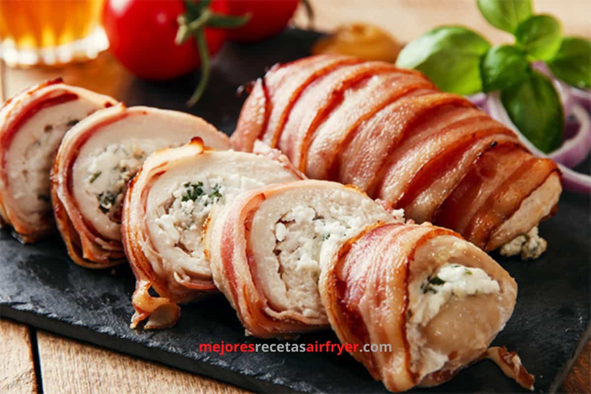 Rollitos de Pollo con Tocineta en la Freidora de Aire