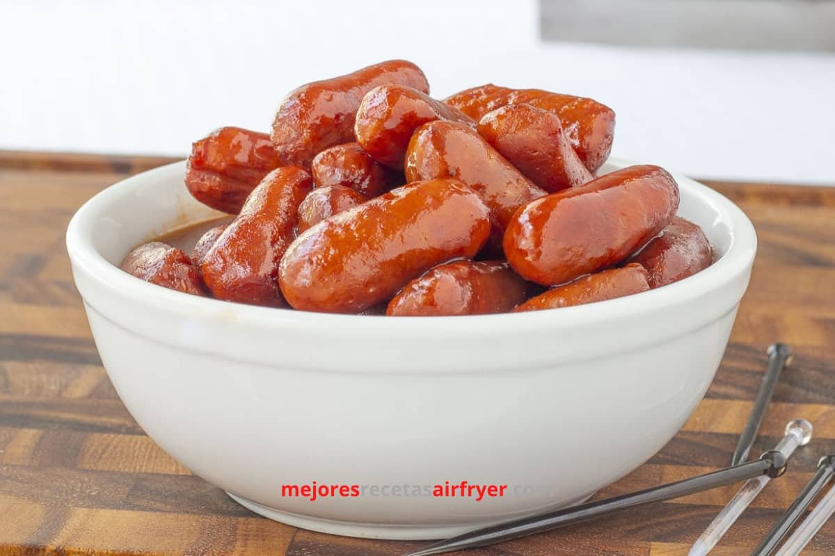 Sabrosas Salchichas de Cóctel en Salsa Barbacoa en la Air Fryer