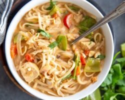 Sopa de pollo tailandesa