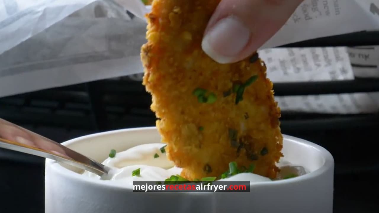 Tiritas de Pollo crujiente con freidora de aire tipo pasabocas