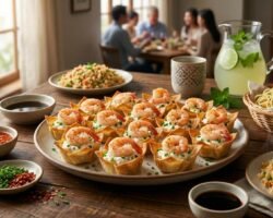 Wontons de camarones al horno fáciles y crujientes