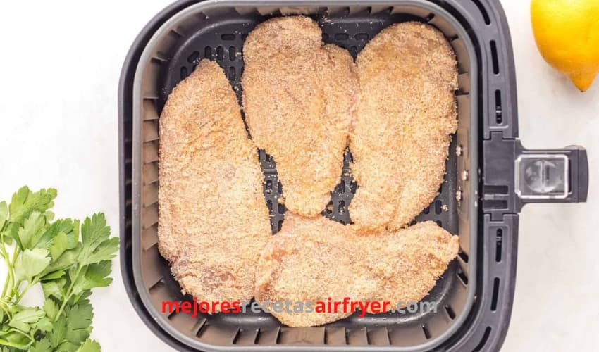 Receta Milanesas de Pollo Apanadas en la Freidora de Aire 2 deliciosa receta Chuletas de Pollo Apanadas en air fryer