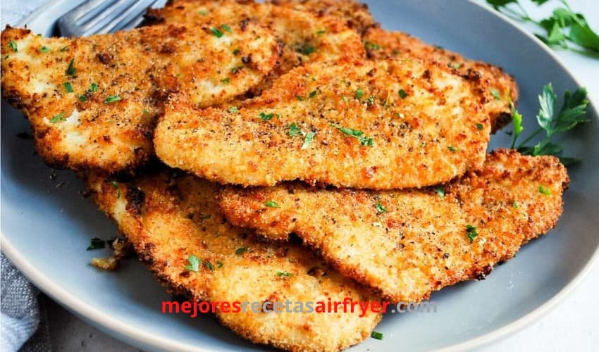 Receta Milanesas de Pollo Apanadas en la Freidora de Aire 3 deliciosa receta Milanesas de Pollo Apanadas