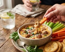 delicioso Dip de queso con salchicha rapido y rico