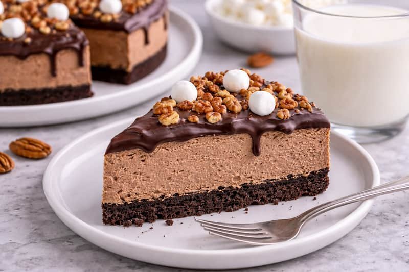 ideas para acompañar Tarta de queso con chocolate y cobertura de chocolate