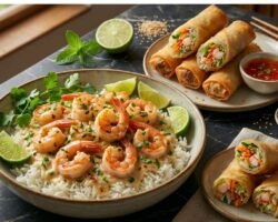 portada receta Camarones en salsa de coco y lima