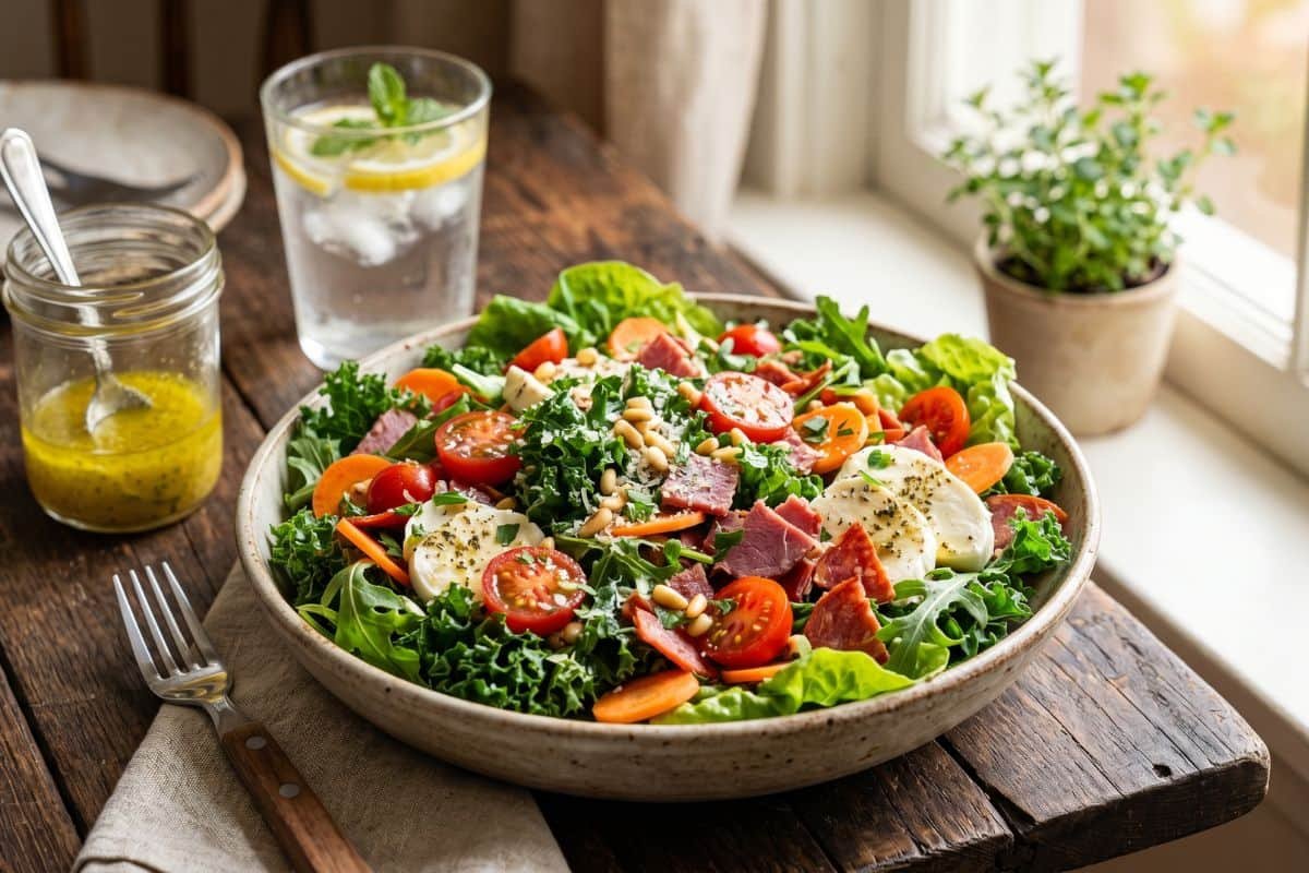 portada receta Ensalada italiana de col rizada con vinagreta de limón y ajo