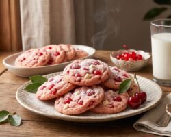 portada receta Galletas de cereza suaves y fáciles con mezcla para pastel