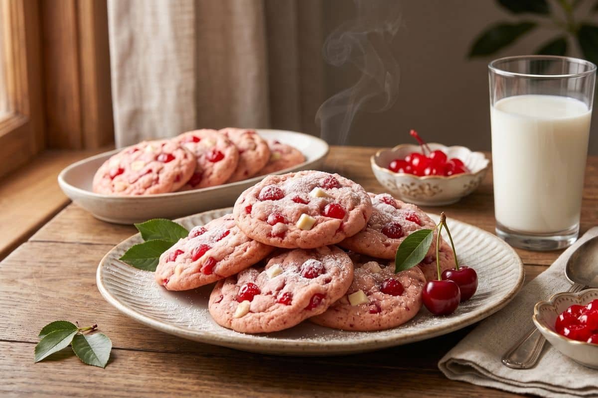 portada receta Galletas de cereza suaves y fáciles con mezcla para pastel
