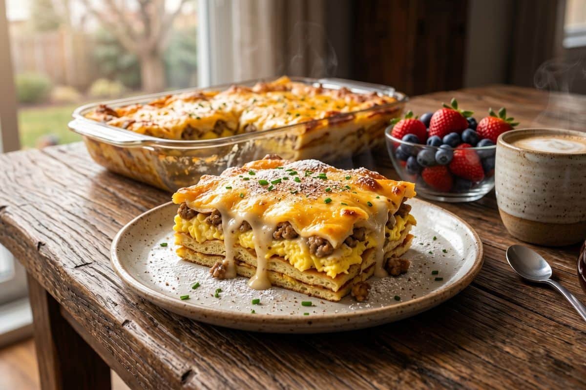 portada receta Lasaña con salchichas y bechamel