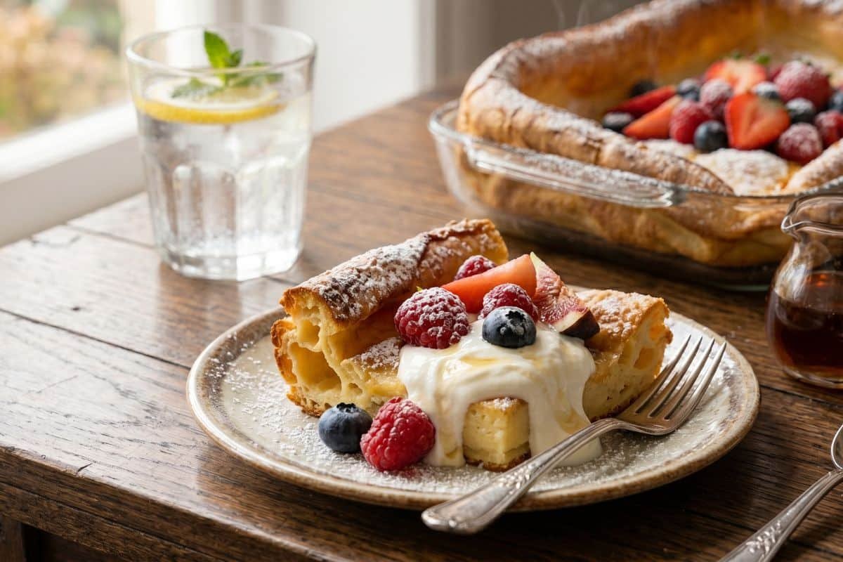 portada receta Pancakes alemanes al horno esponjosos y fáciles