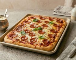 portada receta Pizza con salchicha y queso mozzarella al horno