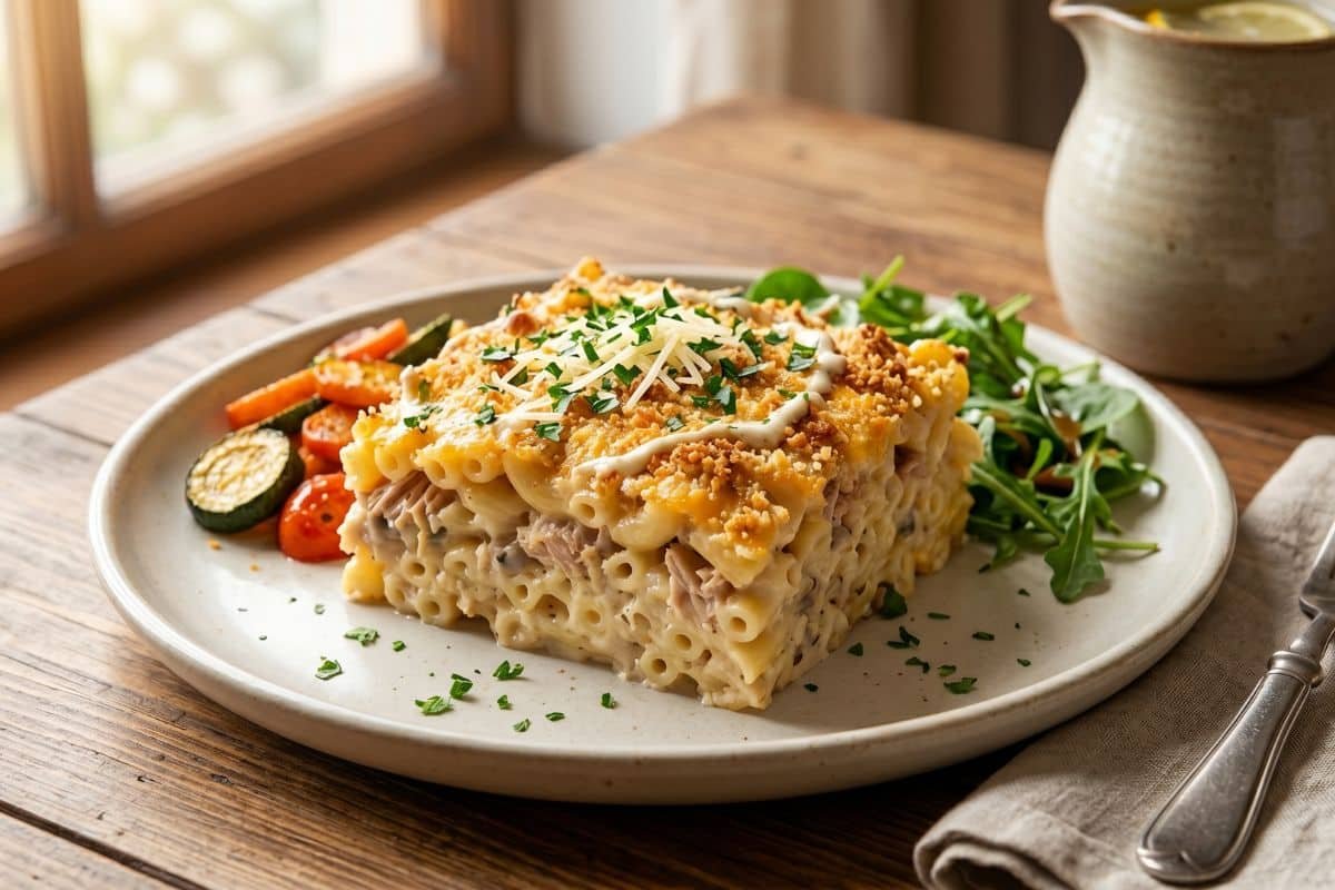receta final Cazuela de macarrones con atún cremosa y gratinada